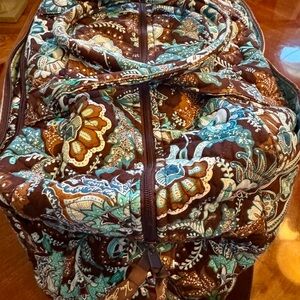 Vera Bradley Quilted Paisley Weekender Tote in Teal and Brown- Java Blue
